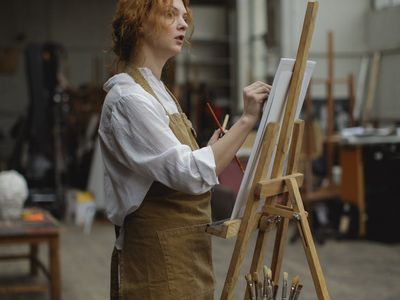 Artist working in studio
